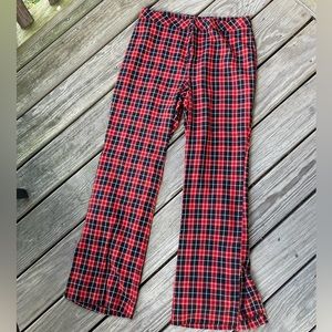 Plaid wide leg pants red and black